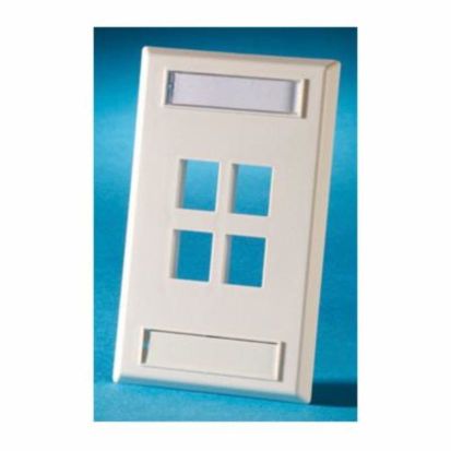 Legrand Ortronics® OR-KSFP4 TechChoice Modular Jack Faceplate, 1 Gang, 4 Ports, Snap-In Mount, Plastic