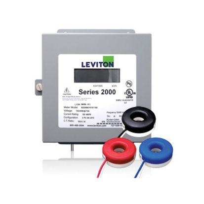 Leviton® VerifEye™ 2K208-1SW 2000 3-Phase 4-Wire Surface Mount Meter Kit, 120/208 VAC, 100 A, LCD Display, Isolated Pulse Output Communication