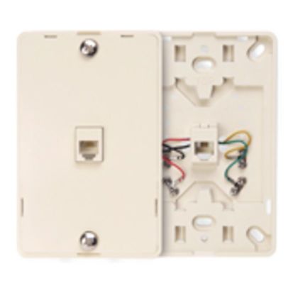 Leviton® 40214-T Screw Terminal Telephone Wall Jack With Plastic Base, 1 Gangs, 3 in W, Plastic, Wall Mount