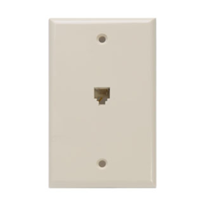 Leviton® 40249-I Modular Screw Terminal Standard Telephone Wall Jack, 1 Gangs, 2-3/4 in W, Plastic, Flush Mount