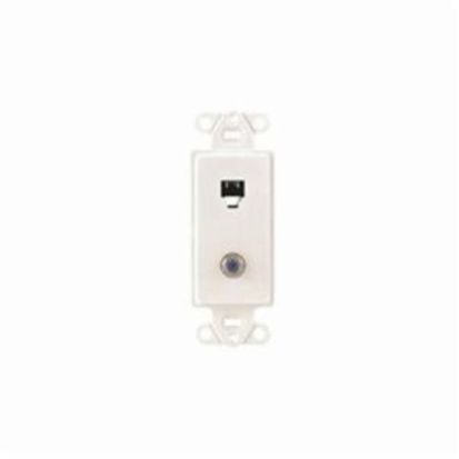 Leviton Decora® 40659-W Telephone/Video Insert, Wall Mount, Screw Terminal, 6P4C + F-Connector, White