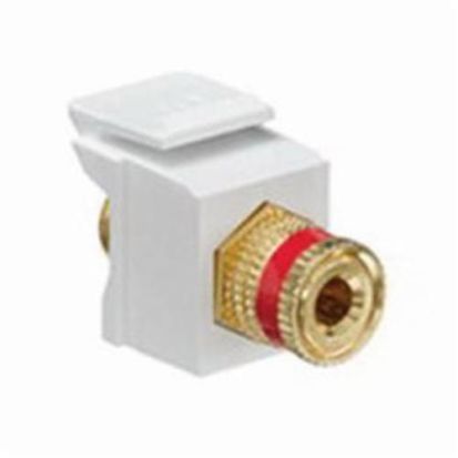 Leviton® QuickPort® 40833-BWR Fire Retardant Snap-In Binding Post Connector With Red Stripe, Screw Termination, Plastic