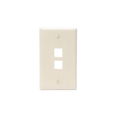 Leviton® QuickPort® 41080-2TP Standard Size Wallplate, 1 Gang, 2-3/4 in W, Plastic, Flush Mount