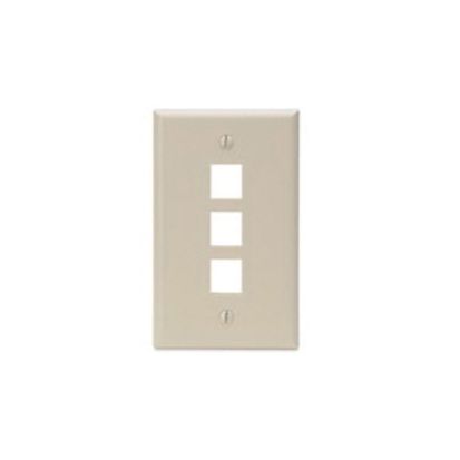 Leviton® QuickPort® 41080-3IP Standard Size Wallplate, 1 Gang, 2-3/4 in W, Plastic, Flush Mount