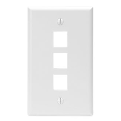 Leviton® QuickPort® 41080-3WP Standard Size Wallplate, 1 Gang, 2-3/4 in W, Plastic, Flush Mount