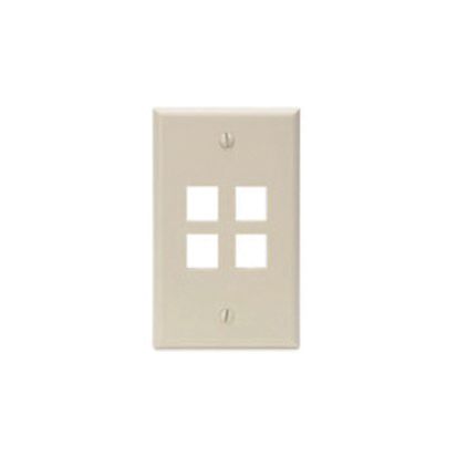 Leviton® QuickPort® 41080-4IP Standard Size Wallplate, 1 Gang, 2-3/4 in W, Plastic, Flush Mount