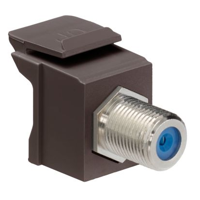 Leviton® Decora® QuickPort® 41084-FBF Feed Through F-Type Adapter, Female End A, Female End B, Brown