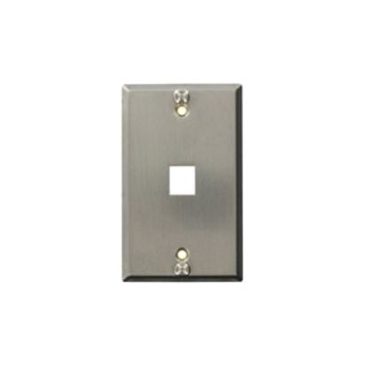 Leviton® QuickPort® 4108W-SP Telephone Wallplate, 1 Gangs, 2-3/4 in W, Stainless Steel, Wall Mount