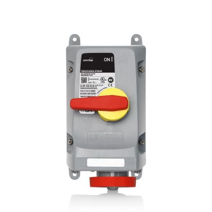 Leviton 430MF7WLEV Fused Watertight Pin and Sleeve Mechanical Interlock, 480 VAC, 30 A, 3 Poles, 4 Wires