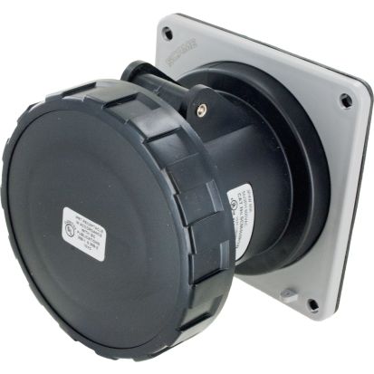 Leviton® 460R5W 3-Phase Watertight Pin and Sleeve Receptacle, 600 VAC, 60 A, 3 Poles, 4 Wires, Black