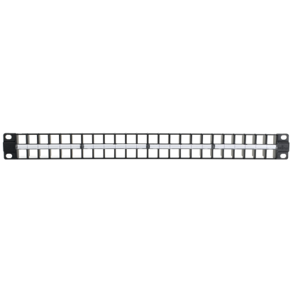 Leviton® QuickPort® 49255-D48 1-RU Flat High Density Unloaded Patch Panel, 48 Ports, Die Cast Aluminum