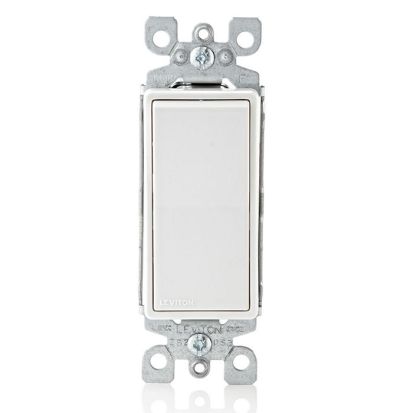 Leviton® Decora® 5601-2W Grounding AC Quiet Switch, 120/277 VAC, 15 A, 1/2 hp, 2 hp