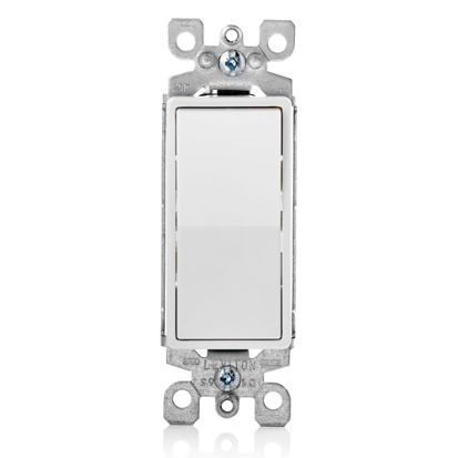 Leviton® Decora® 5603-2W 3-Way Grounding AC Quiet Switch, 120/277 VAC, 15 A, 1/2 hp, 2 hp