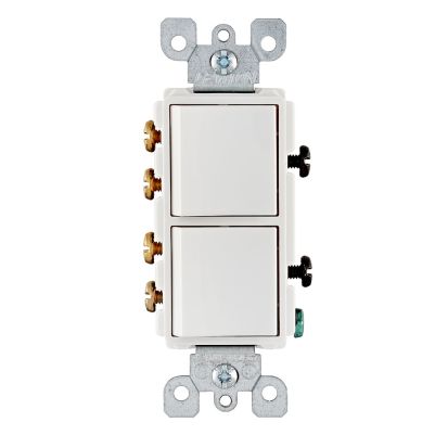 Leviton Decora® 5643-W Grounding Combination Switch, 15 A 120/277 VAC, 1 Pole