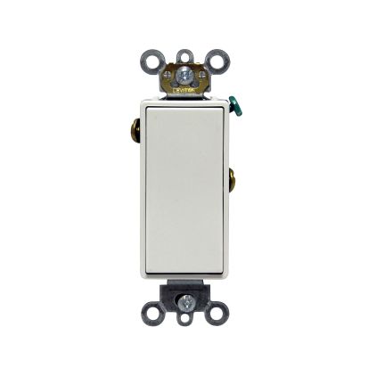 Leviton® Decora® Plus 5691-2W Self-Grounding AC Quiet Switch, 120/277 VAC, 15 A, 1/2 hp, 2 hp