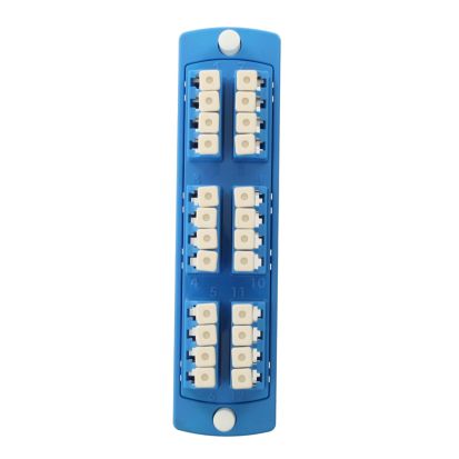 Leviton® OPT-X® 5F100-4LL Fiber Optic Adapter Plate, 6-Pack LC Duplex End A, LC Quad End B, (24) OS2 Single Mode Fiber, Zirconia Ceramic Connector