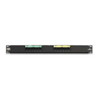 Leviton® GigaMax® 5G596-U12 1-RU Flat Patch Panel, 12 Ports, CAT 5e, 26 to 22 AWG Terminal, Plastic/Steel