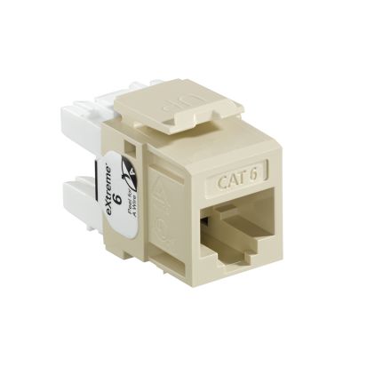 Leviton® eXtreme® QuickPort® 61110-RI6 8-Conductor 8-Position Channel/Component Rated UTP Connector, Cat 6+ Module, Panel/Surface Mount, 1 Port, Plastic, Ivory
