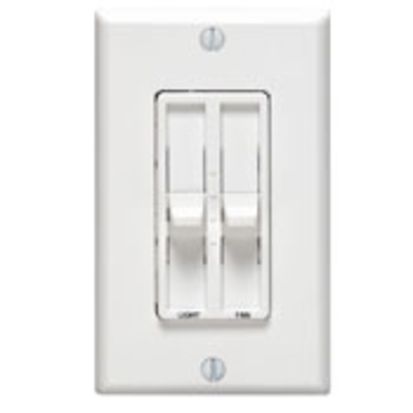 Leviton® Decora® SureSlide® 6630-W Dual Quiet Electro-Mechanical Fan Speed Control Dimmer, 120 VAC, 1.5 A, 1 Pole, White