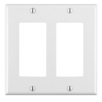 Leviton® Decora® 80409-W Standard Size Wallplate, 2 Gangs, 4.5 in H x 4.56 in W, Thermoset, White