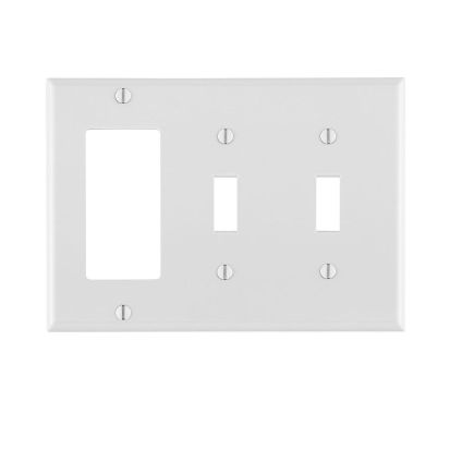 Leviton® Decora® 80421-W Standard Size Combination Wallplate, 3 Gangs, 4.5 in H x 6.38 in W, Thermoset, White