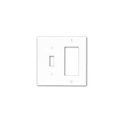 Leviton® Decora® 80707-W Standard Size Combination Wallplate, 2 Gangs, 4.5 in H x 4.56 in W, Thermoplastic, White