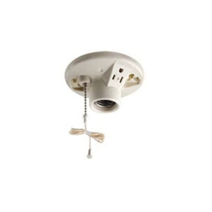 Leviton® 9726-C 1-Piece Pull Chain Lampholder, 660 W Lamp, 125 VAC, 15 A, Medium Incandescent Lamp