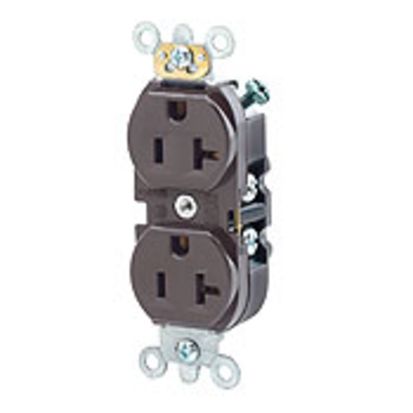 Leviton® BR20-I Traditional Straight Blade Receptacle, 125 VAC, 20 A, 2 Poles, 3 Wires, Ivory