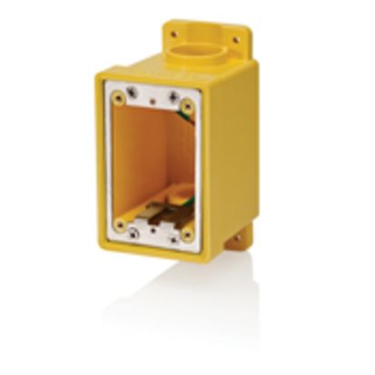 Leviton® Wetguard® FDBX1-Y Type FD Device Box, PVC, 26 cu-in Capacity, 1 Gangs, 2 Outlets, 6 in H x 3.13 in W x 3.5 in D