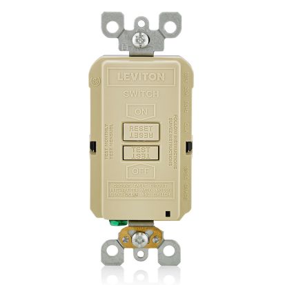 Leviton SmartlockPro® GFRBF-I Blank Face GFCI Receptacle, 125 VAC, 20 A, 2 Poles, 3 Wires, Ivory