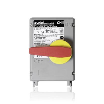 Leviton Powerswitch LDS30-AC Non-Fused Non-Metallic Watertight Disconnect Switch With Factory Installed Auxiliary Contact, 600 VAC, 30 A