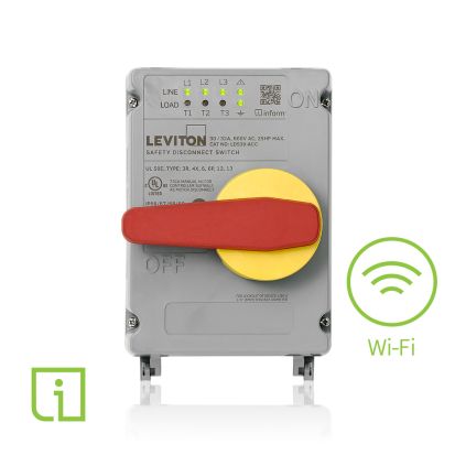 Leviton LDS30-ACC 30/32 Amp Non-Fused Disconnect Switch Inform™ Technology, Local and Remote Monitoring via Wi-Fi with Auxiliary Contact – Powerswitch®