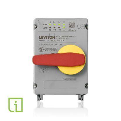 Leviton LDS30-ACS 30/32 Amp Non-Fused Disconnect Switch Inform™ Technology, Local Monitoring with Auxiliary Contact – Powerswitch®