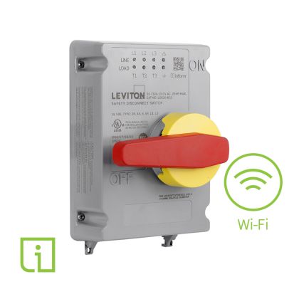 Leviton LDS30-RCC 30/32 Amp Non-Fused Disconnect Switch Replacement Cover Inform™ Technology, Local and Remote Monitoring via Wi-Fi – Powerswitch®