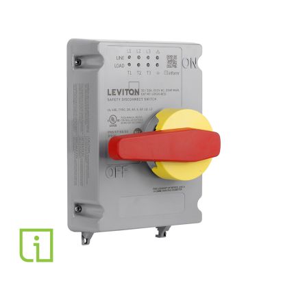 Leviton LDS30-RCS 30/32 Amp Non-Fused Disconnect Switch Replacement Cover with Local Monitoring Inform™ Technology – Powerswitch®