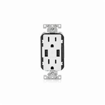 Leviton Decora® T5632-W Grounding Tamper-Resistant USB Charger Receptacle, 15 A 125 VAC, White