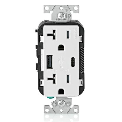 Leviton Decora T5833-W Tamper-Resistant Combination USB Charger/Duplex Receptacle