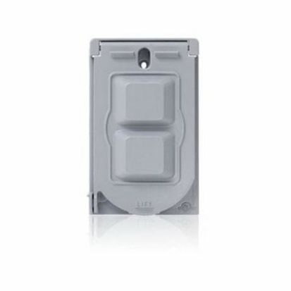 Leviton® WM1V-GY Outlet Box Cover, 4.63 in L x 2.85 in W x 0.89 in D, Weatherproof Cover, Aluminum