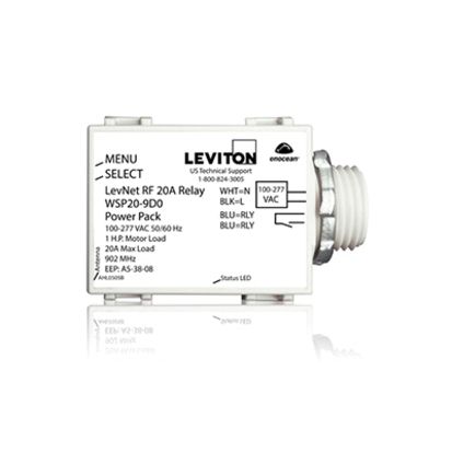 Leviton® LevNet RF™ WSP20-9D0 Switching Wireless Relay Power Pack, 120/277 VAC, 20 A