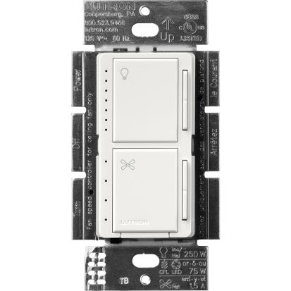 Lutron® MACL-LFQ-WH Dual LED+ Dimmer and 4-Speed Fan Control
