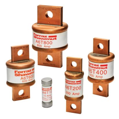 Mersen Ferraz Shawmut Amp-Trap® A6T200 Current Limiting Low Voltage Fast Acting Fuse, 200 A, 600 VAC/300 VDC, 100/200 kA, Class T, Cylindrical Body