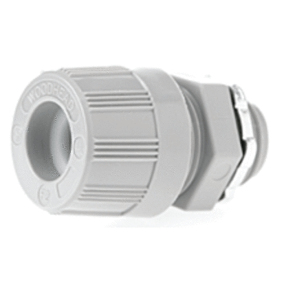 Molex Woodhead® MAX-LOC® 5524W 130098 Straight Strain Relief Cord Sealing Grip With O-Ring and Locknut, 1/2 in Trade, 1/4 to 5/16 in Cable Openings, Nylon