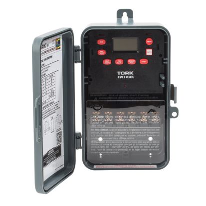 NSi Tork® EW103B Time Switch, 1 min to 24 hr Setting, 120 to 277 VAC, 1 hp, 1-1/2 hp, 2 hp, DPST Contact, 2 Poles