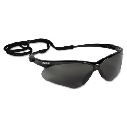 ORS Nasco Jackson Safety 22475 V30 Nemesis® Lightweight Protective Glasses With Neck Cord, Universal, Anti-Fog Smoke Lens, Wraparound Black Frame