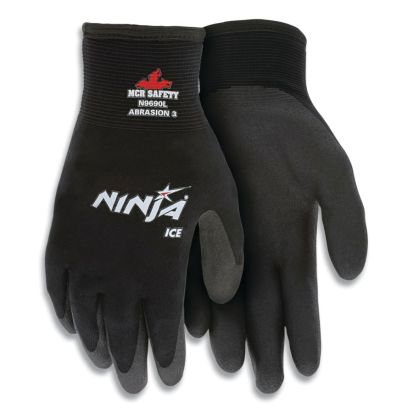 Memphis N9690M N9690 Ninja® Insulated Palm and Fingertips Coated Gloves, M, HPT™ Palm, Black, Standard Finger, Acrylic/Nylon