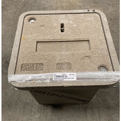 HIGHLINE PHA121212H3002 HANDHOLE POLY/CONC BOX AND CVR 12IN X12IN HT=12IN TIER 15/22500 LBS RATING NO LOGO HEX BOLTS 2IN X8IN X1/4IN LOGO RECESS