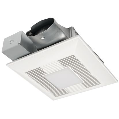 Panasonic FV-0510VSL1 Whispervalue DC Fan/LED Light, Pick-A-Flow; Speed Selector 50, 80 OR 100 CFM With ECM Motor, 10W LED Chip Panel,<1W LED Night Light, 3-3/8" Housing Depth, L-Shaped Mounting Bracket