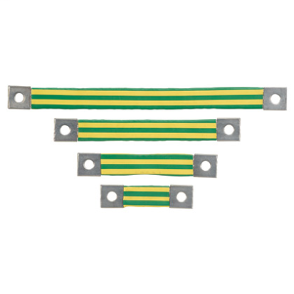 Panduit® StructuredGround™ BS100845 1-Hole Insulated Flat Braid Bonding Strap, 4 AWG, 3/8 in Mounting Hole, Copper, Tin Plated