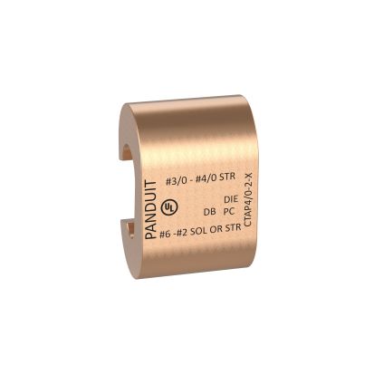 Panduit® StructuredGround™ CTAP4/0-2-X Type CTAP Heavy Duty Standard Compression Connector C-Tap, C Shape, 3/0 to 4/0 AWG Main/Run, 6 to 2 AWG Tap, Copper