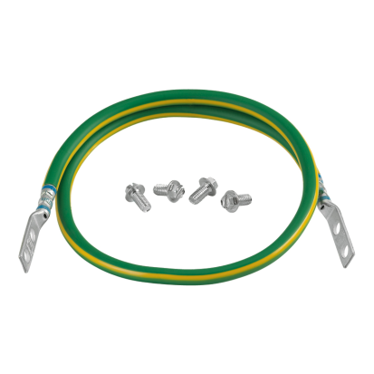 Panduit® StructuredGround™ GACBJ68U Auxiliary Cable Bracket Jumper Kit With 2-Hole Straight Long Barrel Compression Lug, For Use With Cable Pathway System, Green/Yellow